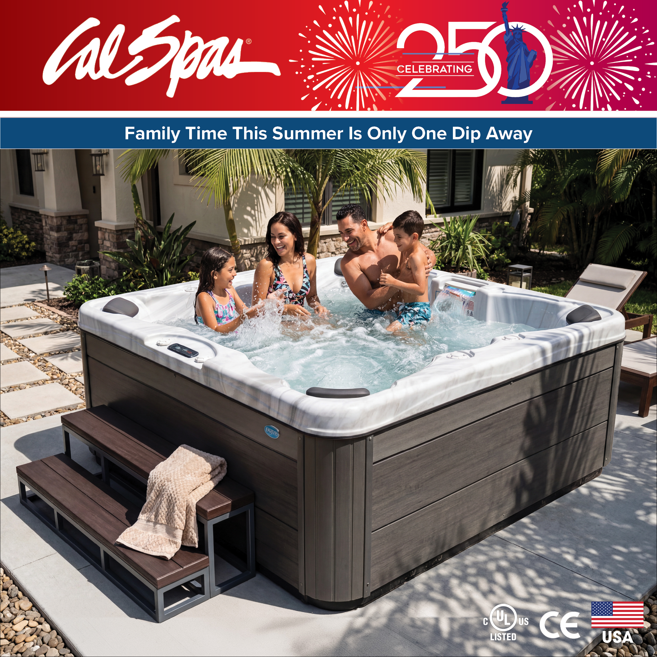 Calspas hot tub being used in a family setting - Rialto
